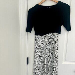 Seraphine Black & White Knitted Top Maternity & Nursing Dress